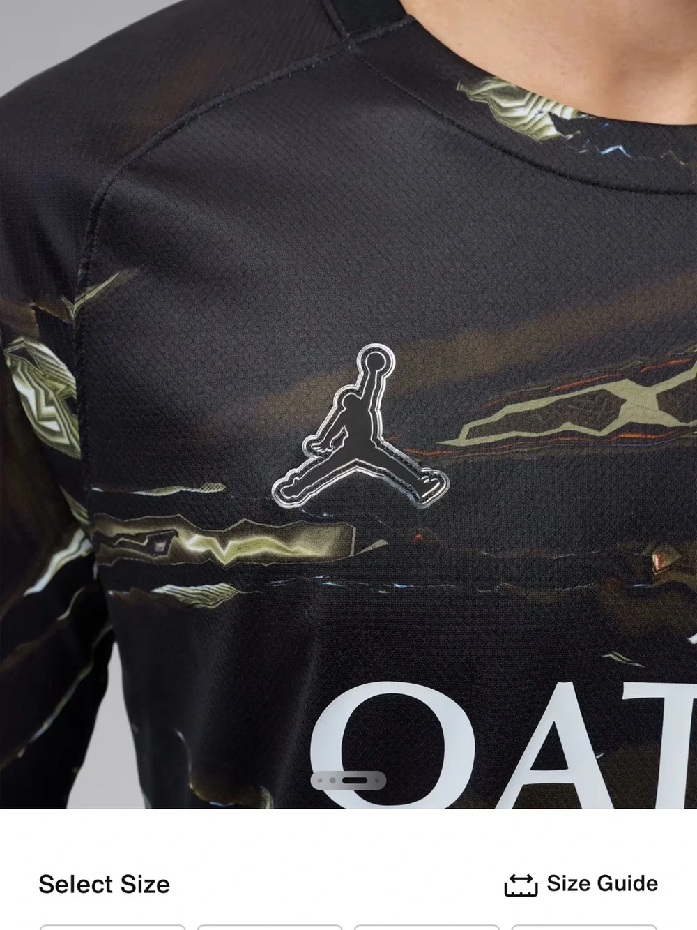 Nike Black PSG Long-Sleeve Football Shirt with Metallic Marbled Accents